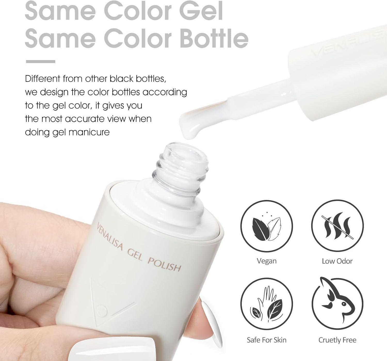 VENALISA Milky White Gel Nail Polish 1 Pcs 10ML Soak off UV Gel Salon Manicure DIY at Home image number 4