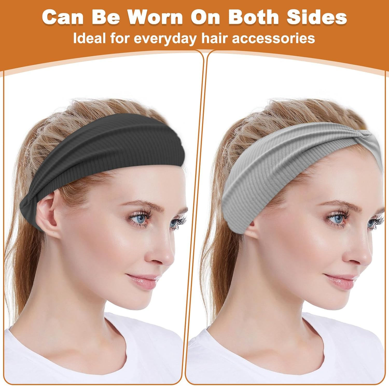 Women'S Hair Band, Pack of 8 Headbands for Women, Elastic Headband, Women'S Thin Non-Slip Hair Bands, Soft Headband Hair Band for Running, Sports, Yoga, Workout, Elastic Running Gym image number 1