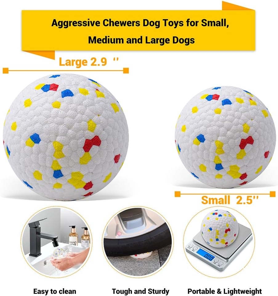LIEVUIKEN Dog Balls Toys for Aggressive Chewers, Indestructible Bouncy Floating Balls for Dogs to Fetch, Durable Solid Rubber Ball for Training (2 PCS) image number 5
