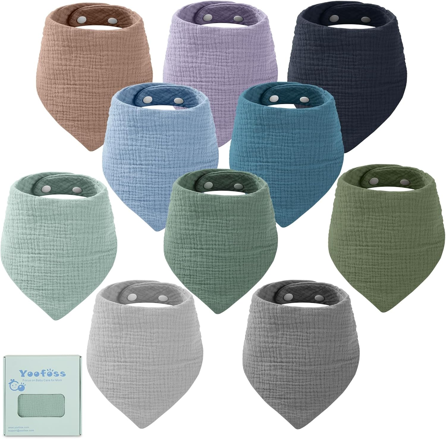 Yoofoss Baby Muslin Bibs 10 Pack Bandana Drool Bibs for Boys Girls Neutral, 100% Cotton Soft Absorbent Baby Bibs for Teething Drooling, Flower