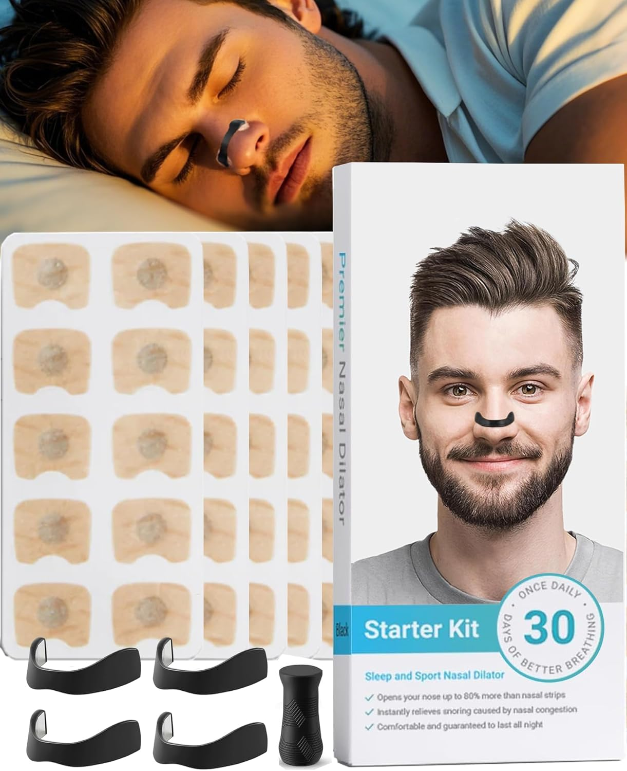 Magnetic Nasal Strips (30 Pairs) - Anti-Snoring Magnetic Nose Strips for Sleeping, Breathable Snore Reducing Aids & Sleep Aid Nasal Magnets anti Snoring Devices image number 4