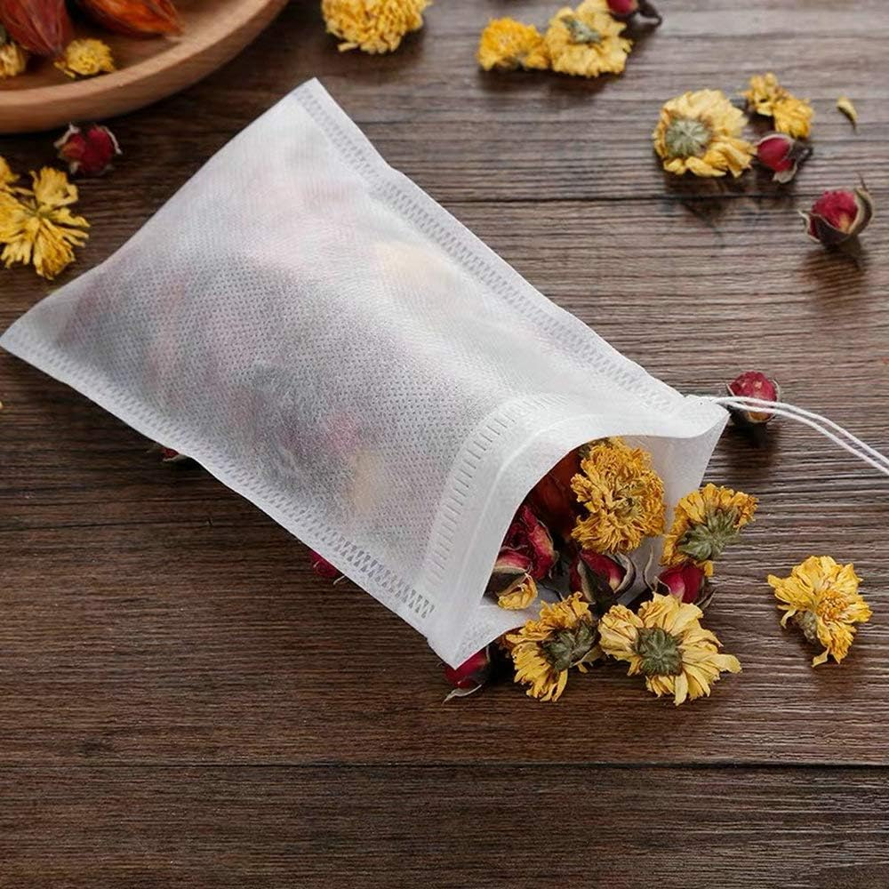 Tambee 100 Pack Disposable Tea Filter Bags Tea Infusers 4" X 6" Empty Muslin Drawstring Seal Filter Tea Bags Drawstring Herb Loose Tea Bag for Brew Tea Cold Brew Coffee（4" X 6" /10 X 15Cm） image number 6