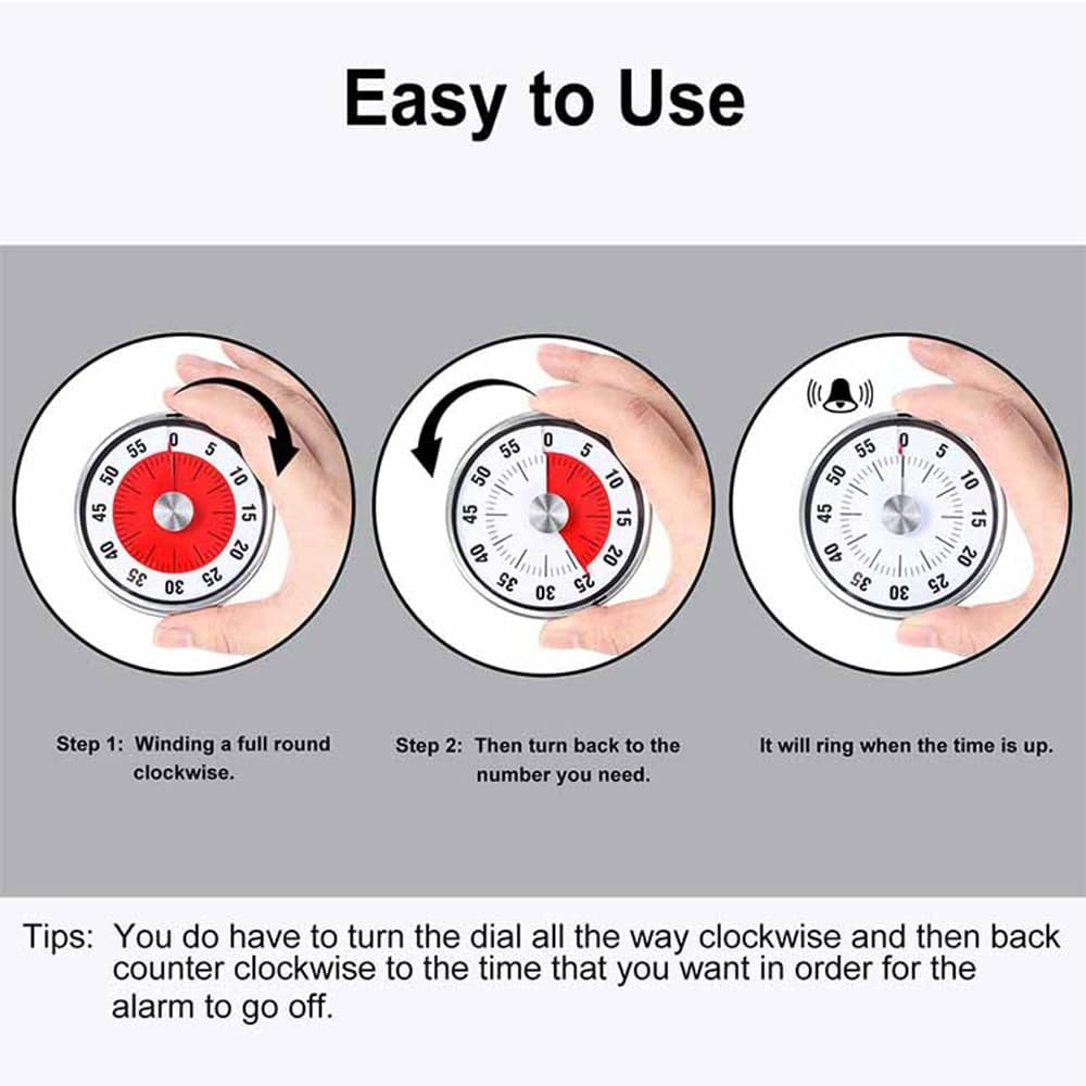 60 Minutes 8CM Oven Time Visual Counter Mechanical Kitchen Timer Magnetic Timers image number 2