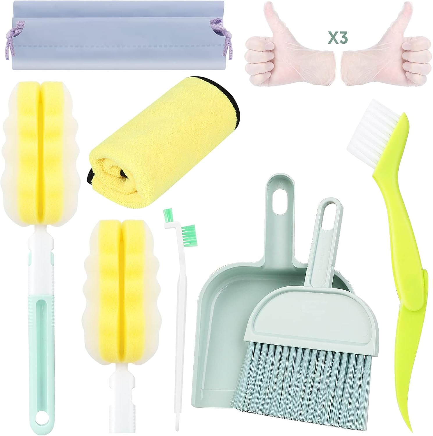 Pet Cage Clean Set for Rabbit Cages Guinea Pig Hamster Cat Ferret Birds Parrot Chinchilla， Small Animals Pet Playpen Bedding Cleaning Brush Dustpan and Broom Foam Sponge