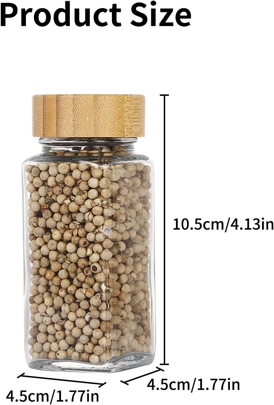 Yuroochii 24 Glass Spice Jars with Label, 120Ml Square Seasoning Bottle with Bamboo and Wood Cap Set, Spice Bottles Funnel, Empty Spice Jars and Shaker Lids Spice Containers image number 5