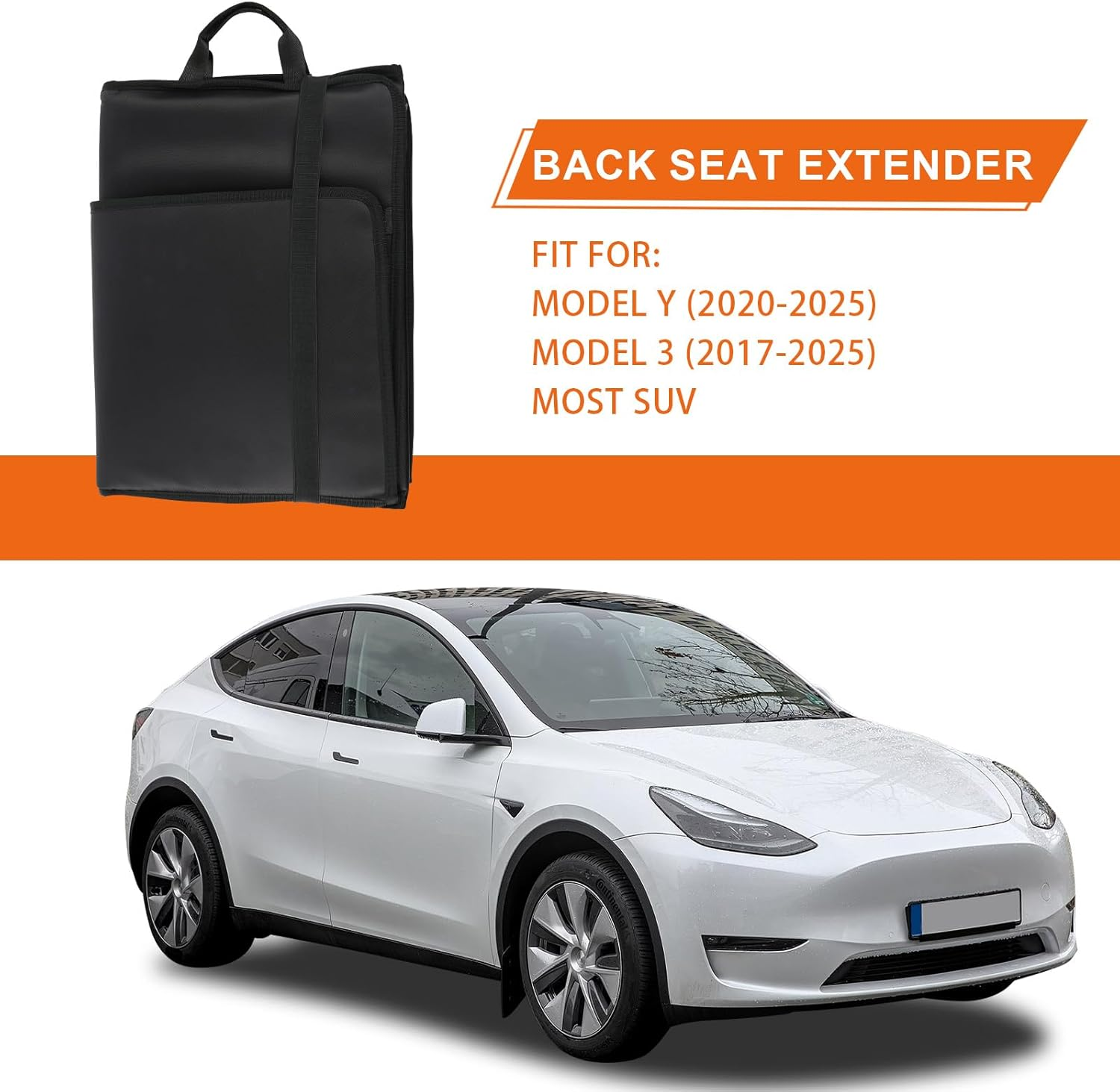 Back Seat Extender Compatible with Tesla Model Y/3 & Most SUV, Camping Rear Seat Mattress Bottom Extension, Travel Back Bed Platform Extension Plate, Sleeping Head Protection image number 2