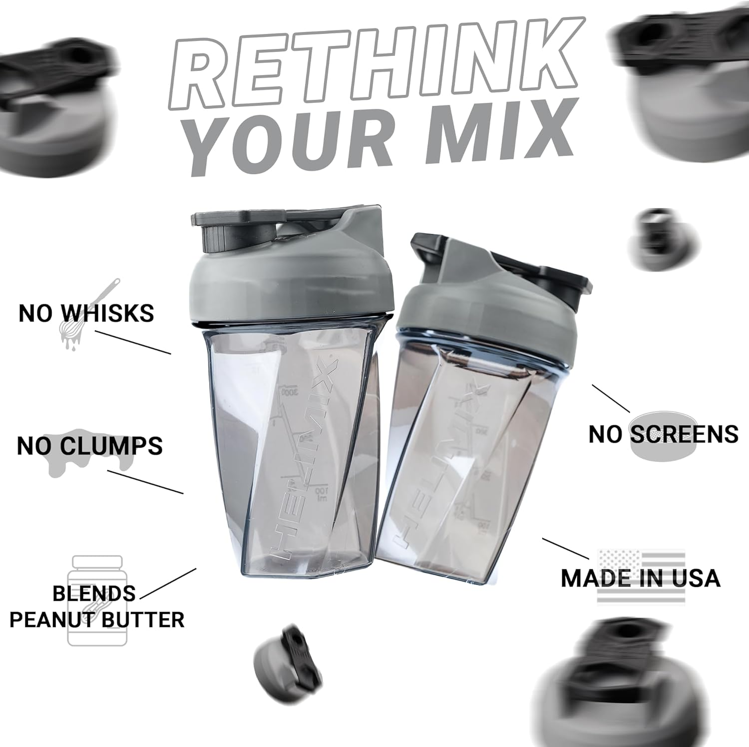 Helimix 2.0 Vortex Protein Shaker Bottle, 591 Ml (20 Oz) - Portable, Leakproof Travel Gym Bottle for Protein Shakes & Workout Smoothies - No Whisks, Clumps, & Batteries - Dishwasher Safe & BPA Free image number 1