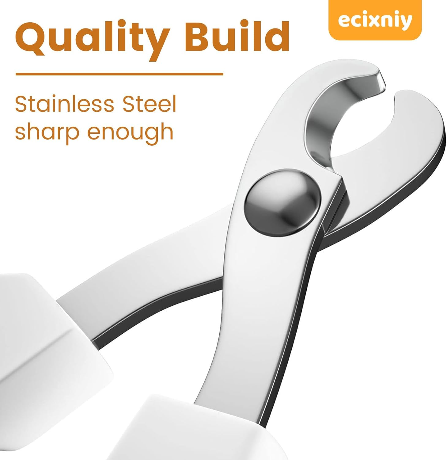 【Ecixniy】Premium Ergonomic Pet Nail Clippers for Cats, Dogs and Small Animals - Anti-Slip Sharp & Safe Design for Claw Trimming(Orange) image number 6