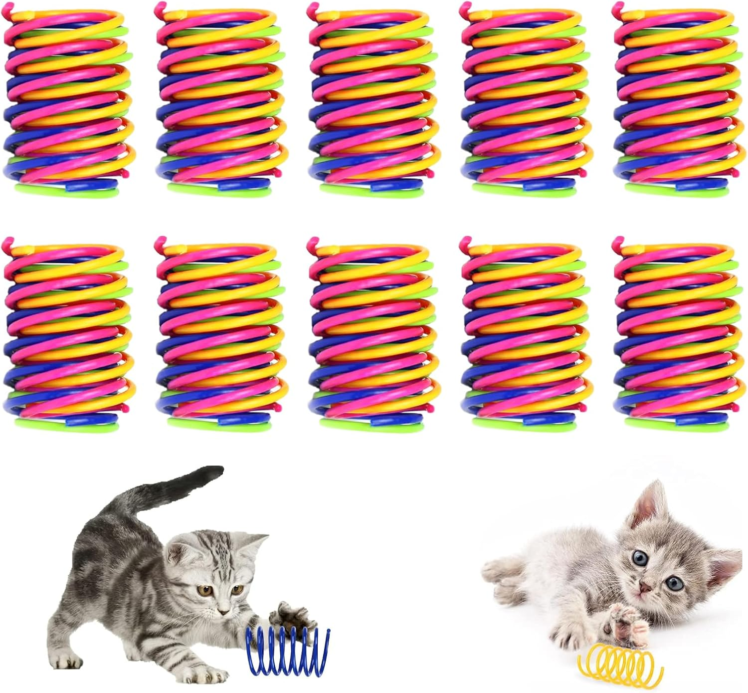 Pack of 40 Cat Toy Spiral, Colourful Spiral Toy Cat, Interactive Spiral Cat Toy, Plastic Spiral Feathers Toy Cat, Cats, Spring Toy, Pets Toy for Cats image number 5