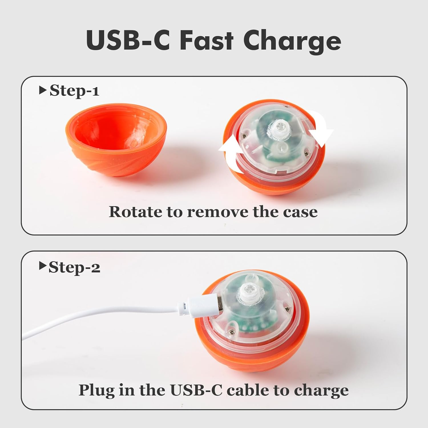 Interactive Dog Toy Ball for Indoor, Automatically Moving, Bouncing Ball Toy, USB-C Rechargeable (Orange) image number 6