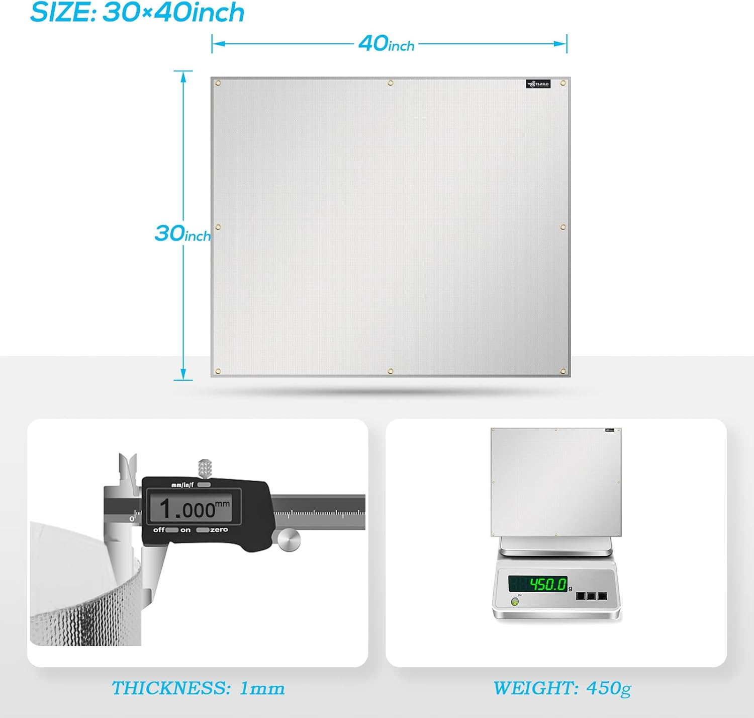 FLASLD Aluminum Heat Shield Mat for Deck Fence, Railing, Grill, Stove, Oven and Refrigerator, Fireproof Cover and Screen Protect Deck Railing from Grill (30&times;40 Inch)