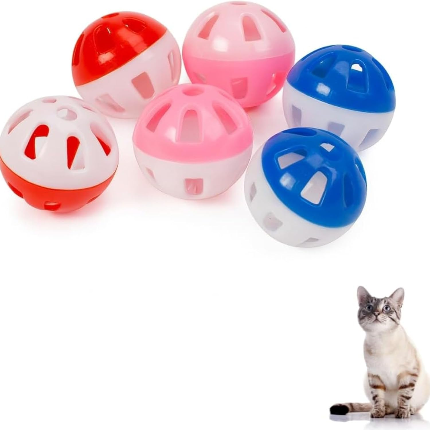 PARENCE - Set of 6 Play Balls for Cats 4 Cm - Interactive Toy with Bell - Accessories for Fun and Exercise Kittens and Adults Cat