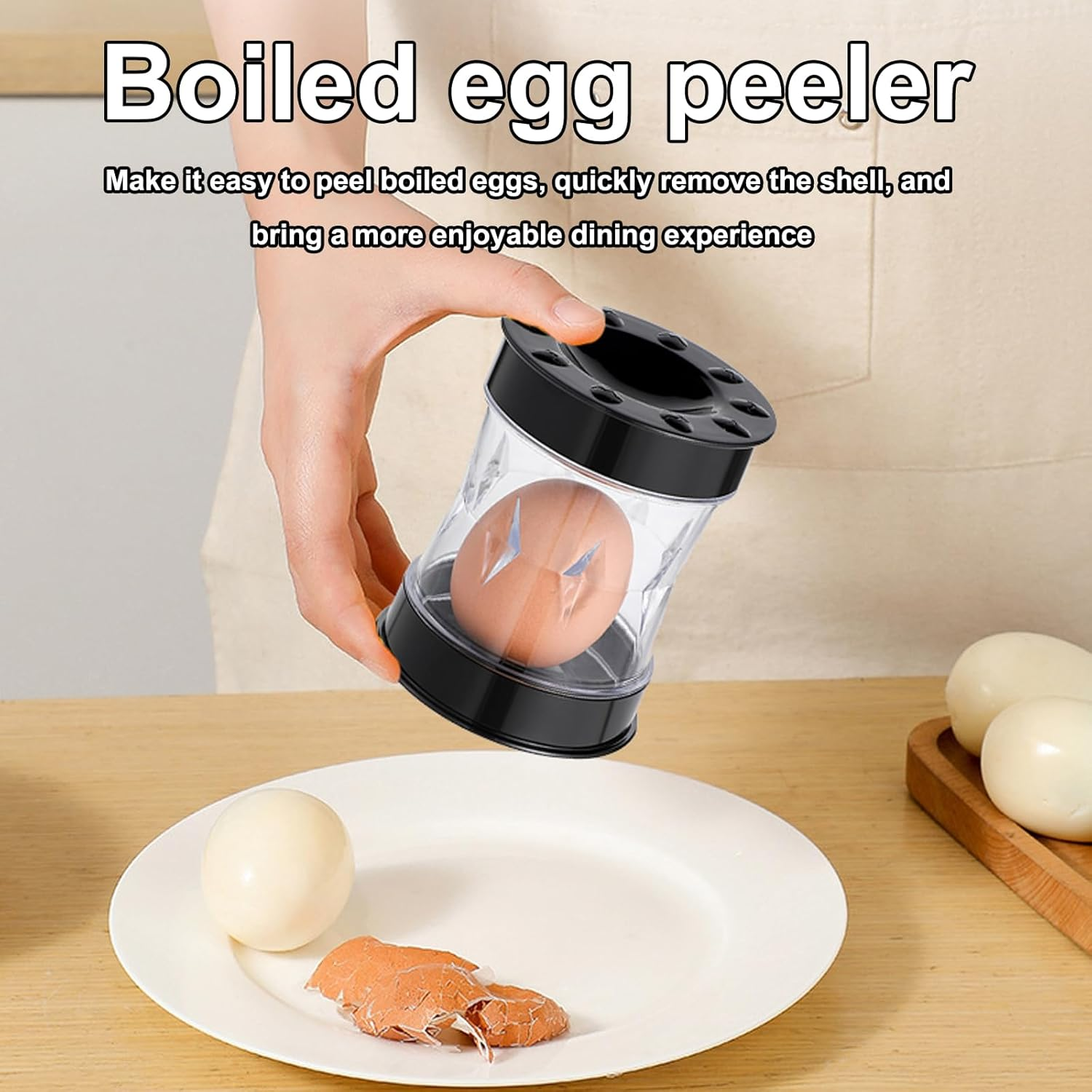 Egg Peeler for Hard Boiled Eggs, Egg Shell Remover Tool, Egg Shell Remover,Boiled Egg Peeler with Compact Design, Egg Opener and Cutter for Kitchen Use (Black image number 3