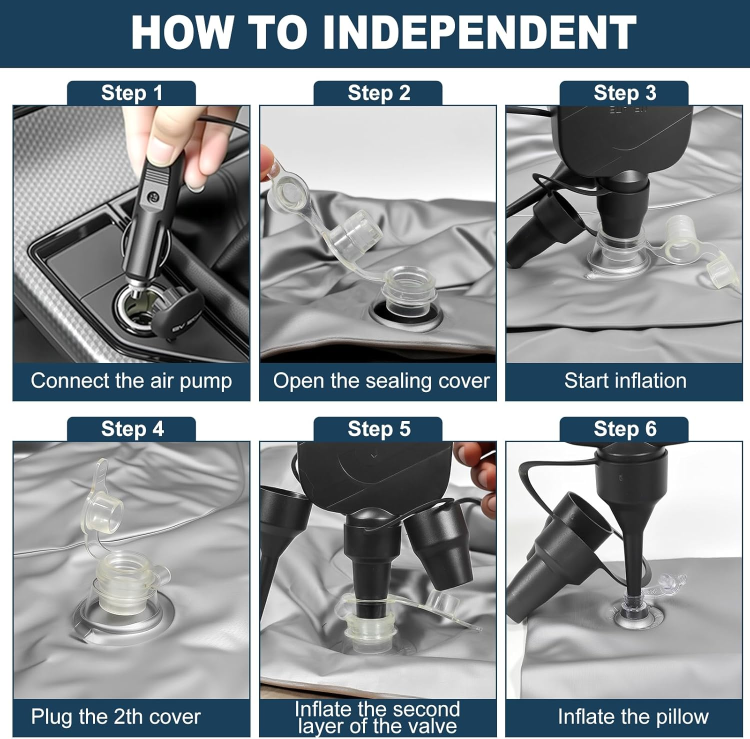 Car Air Mattress, Inflatable Thickened Flocking Travel Camping Bed with Air Pump 2 Pillows, Upgraded Honeycomb Structure, Mobile Cushion, Portable Sleeping Bed for SUV Trunk Rear Seat (Gray)