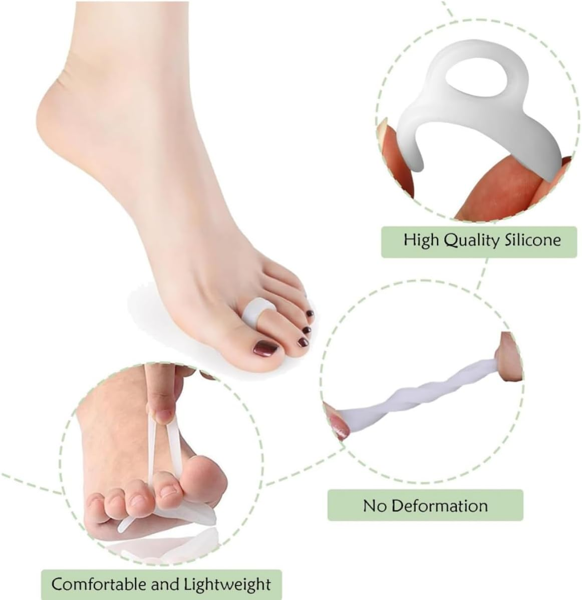 Lijuanwang Toe Separators, 6 Pairs of Silicone Toe Separators, Hammer Toe Pads, Hammer Toe Pads, Hallux Valgus Pads, Correction image number 1