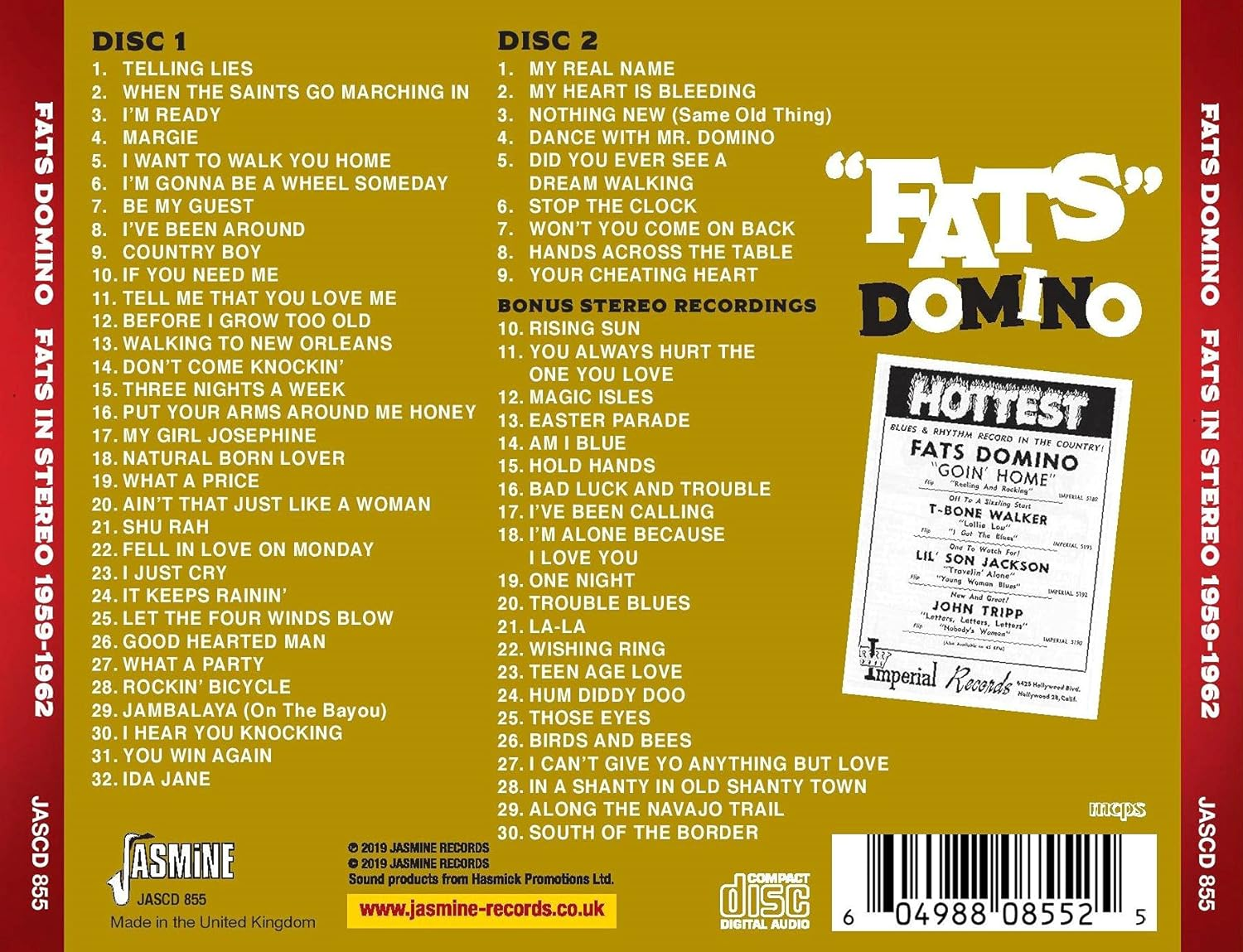 Fats in Stereo 1959-1962 - Imperial Hit Singles as & Bs plus Bonus Stereo Lp Tracks