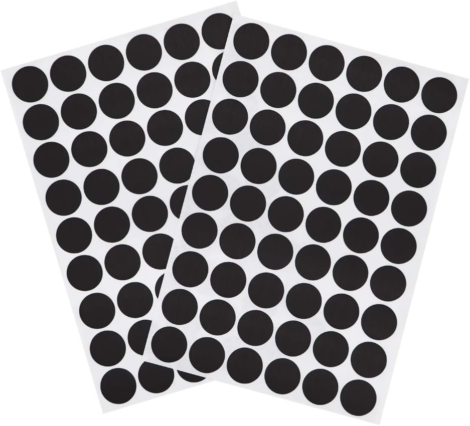 Self-Adhesive Screw Hole Stickers PVC Cover Caps Dustproof for Wooden Furniture Cabinet 21Mm 2 Sheets/108 Pcs Deep Oak