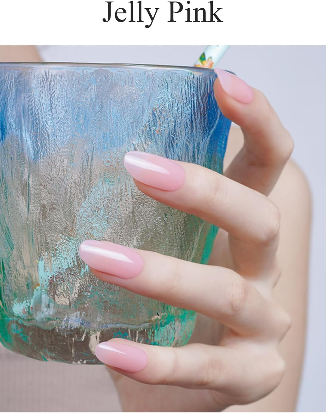 Semi Cured Gel Nail Strips (Burgundy Red), 20 Pcs Gel Nail Wraps, Stickers, UV Light Required, Salon Quality, Long Lasting (Jelly Pink) image number 2