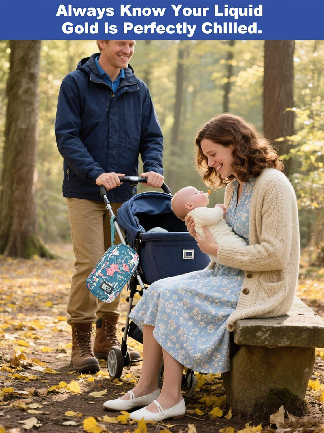 YOUSHARES Breastmilk Cooler Case - Breast Milk Cooler Travel Bag, Real-Time Temperature Display, Holds 4-6 Breastmilk Storage Bag with 2 Breast Milk Ice Pack for Moms on the Go(Lily) image number 2