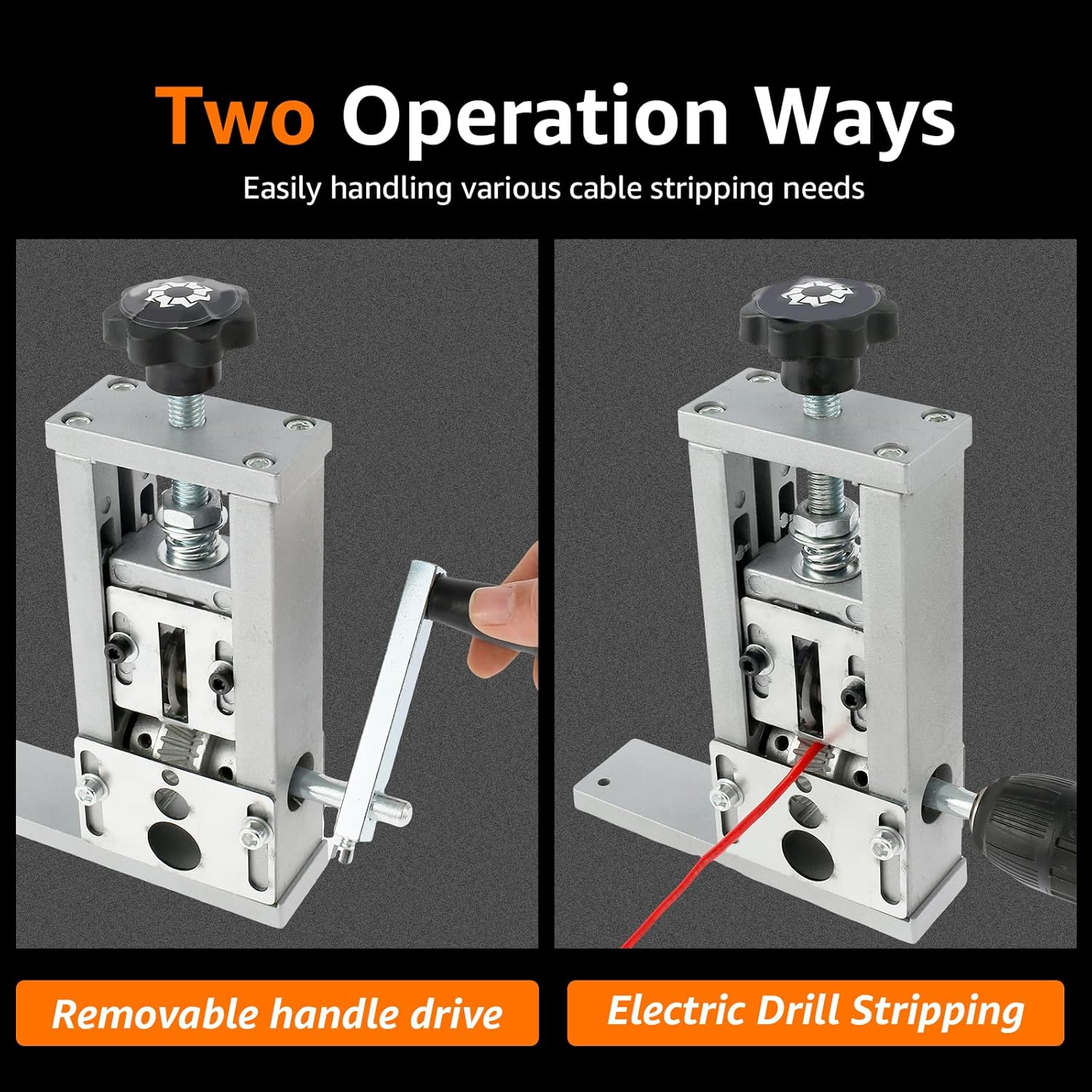 Hnvdkln Wire Stripper Machine, Manual Scrap Wire Stripper, Aluminum Alloy Wire Peeler Machine, Hand Crank Cable Stripper, Multifunctional Cable Stripper Machine, Wire Stripping Tool for 1-25Mm image number 6