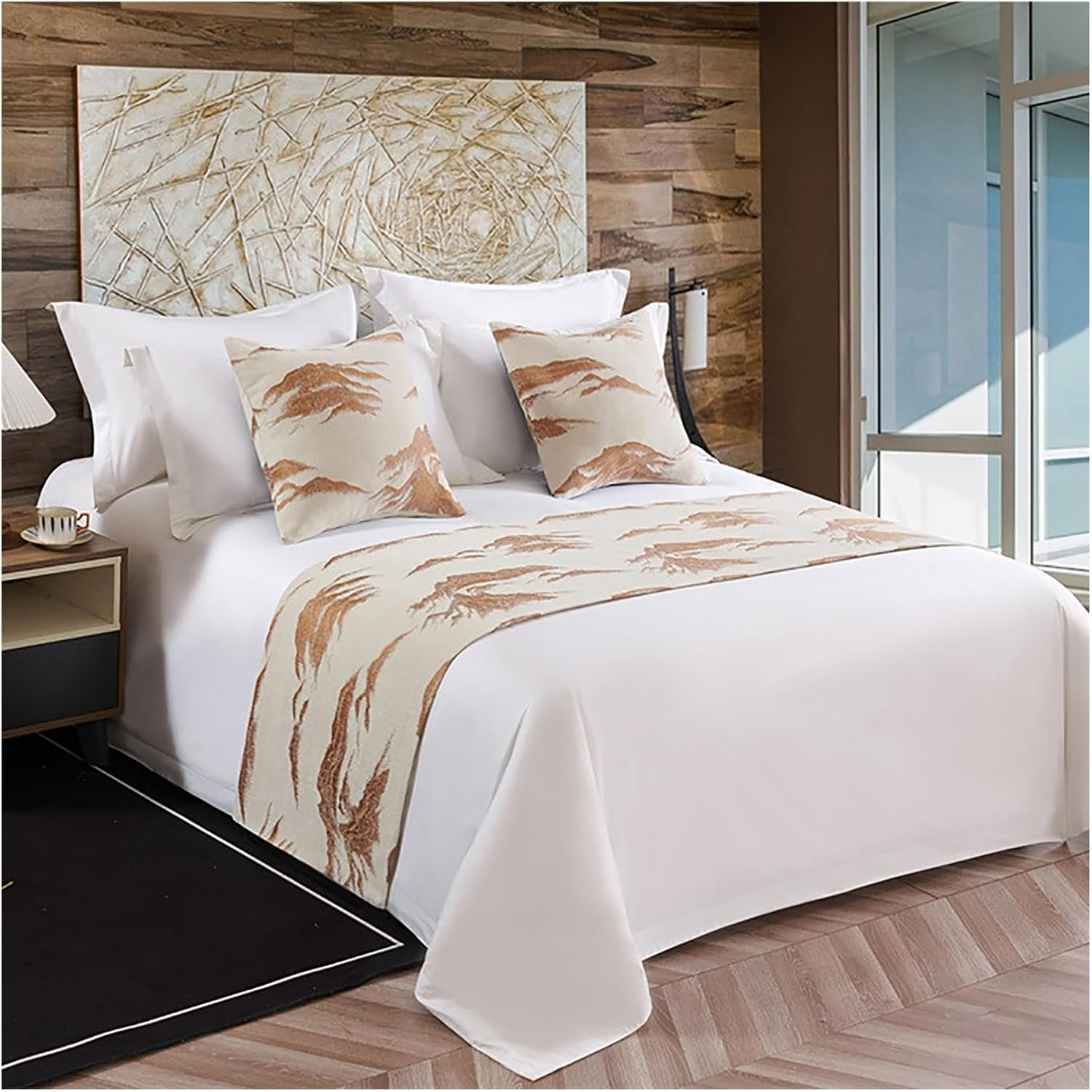 Bed Runners and Scarves,Luxury Bedding Protector Bed Runners,Modern Cotton and Linen Decorative Bed Foot Bed Scarf,Soft and Bed Runner for Bedroom Hotel Wedding Room(Red,240 * 50Cm) image number 5