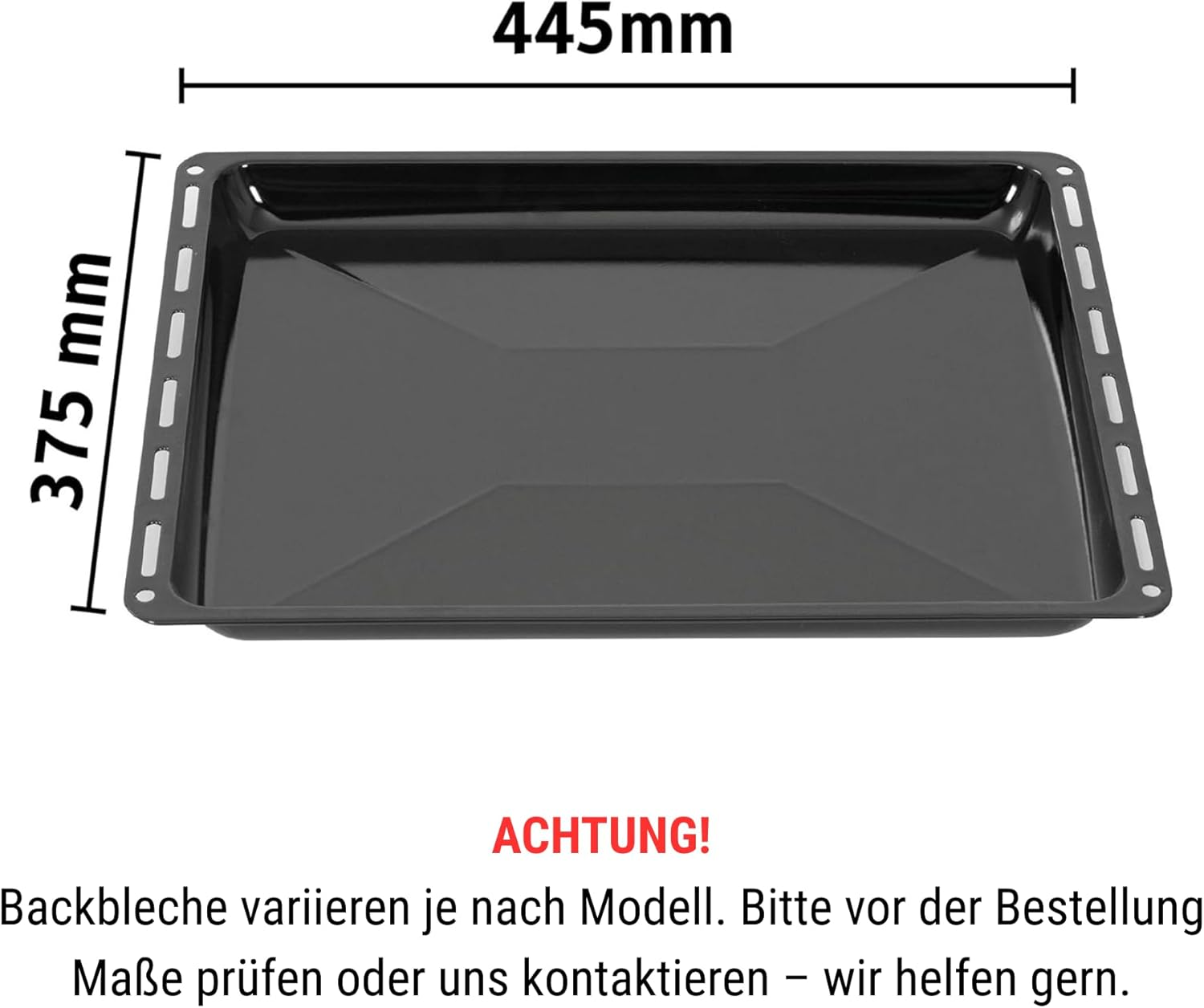 ICQN Baking Tray 445 X 375 X 25 Mm Set of 2 Enamelled Grease Pans Suitable for Whirlpool, Ignis, Bauknecht, Indesit, Algor, Neckermann, Lloyds, Rust-Proof image number 2