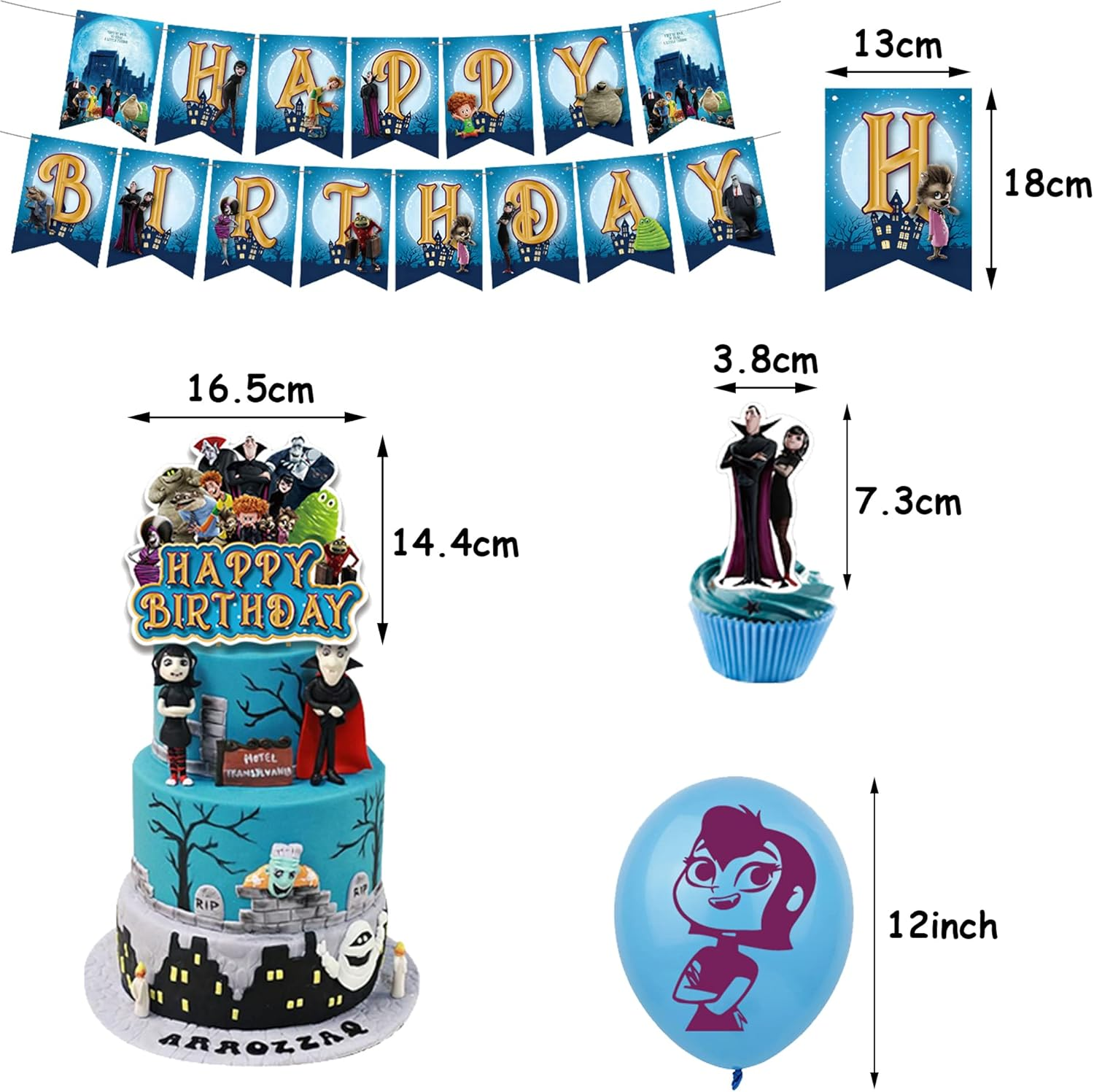 Birthday Balloons Hotel Transylvania Balloons Birthday Decorations Cake Toppers Happy Birthday Banner for Kids Birthday Party Decorations Birthday Gifts image number 4