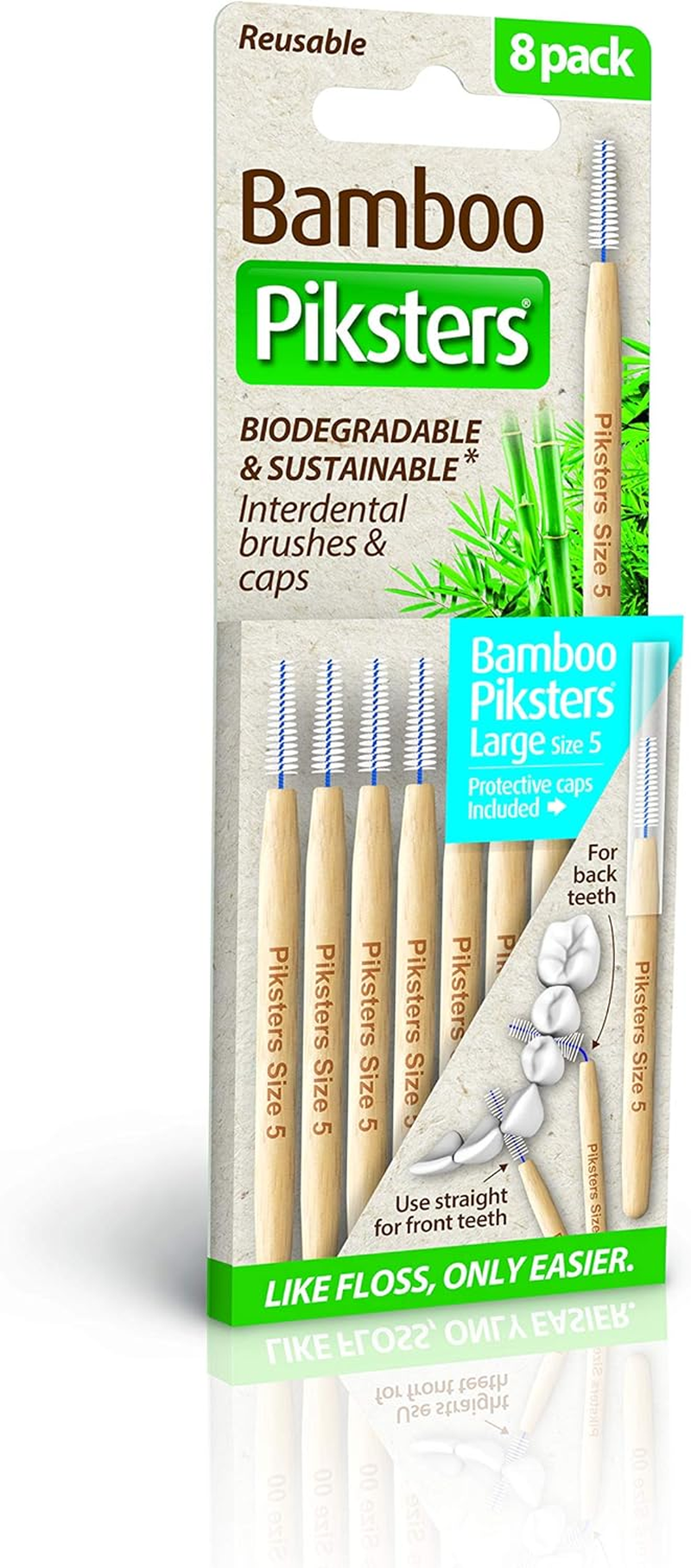 Piksters Bamboo Biodegradable and Sustainable Interdental Brush 8 Pieces Pack, Size 5 image number 4