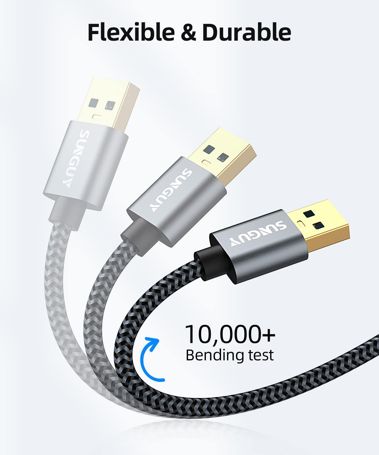 SUNGUY Short USB 3.0 Cable 0.3M/1FT, USB a Male to a Male Transfer Rates up to 5Gbps Type a to Type a Cable Compatible with Printers, Modems, Hard Drives, Cameras HDD, Dvd,Laptop Etc (Gray) image number 3