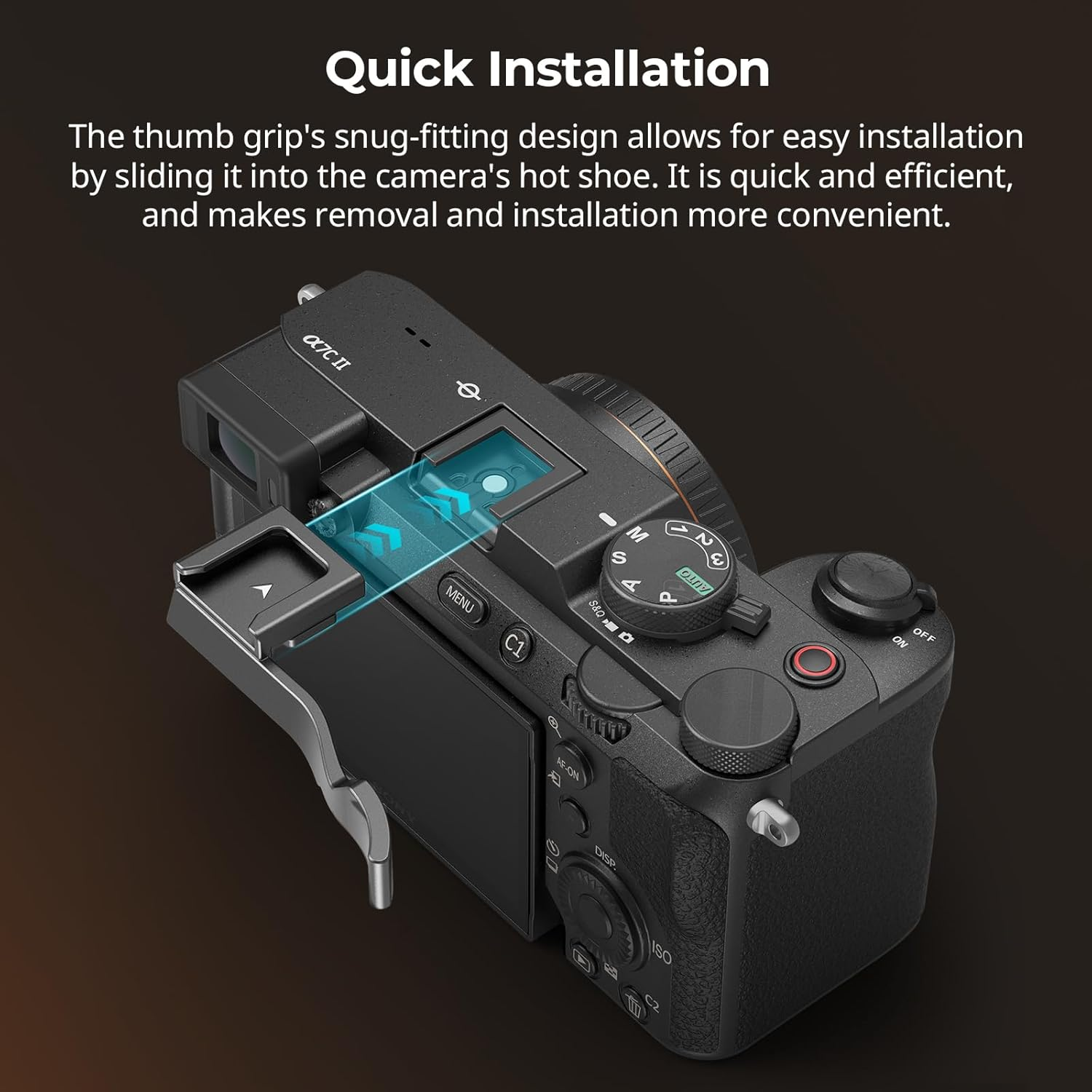 Smallrig Thumb Grip for Sony Alpha 7C Ii/Alpha 7CR / Alpha 7C, Ergonomic Design, Built-In Cold Shoe, for Light, Microphone, Weight Only 8G (Black) - 4820 image number 5