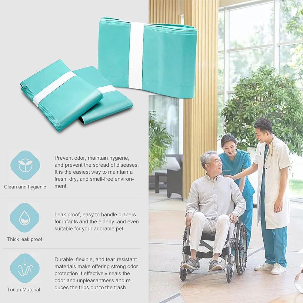 6-Pack Diaper Pail Liner Refills, Compatible with Slim Model Nappy Bin, Disposable Diaper Disposal Bags, Continuous Liner for Odor Control &ndash; Green image number 3