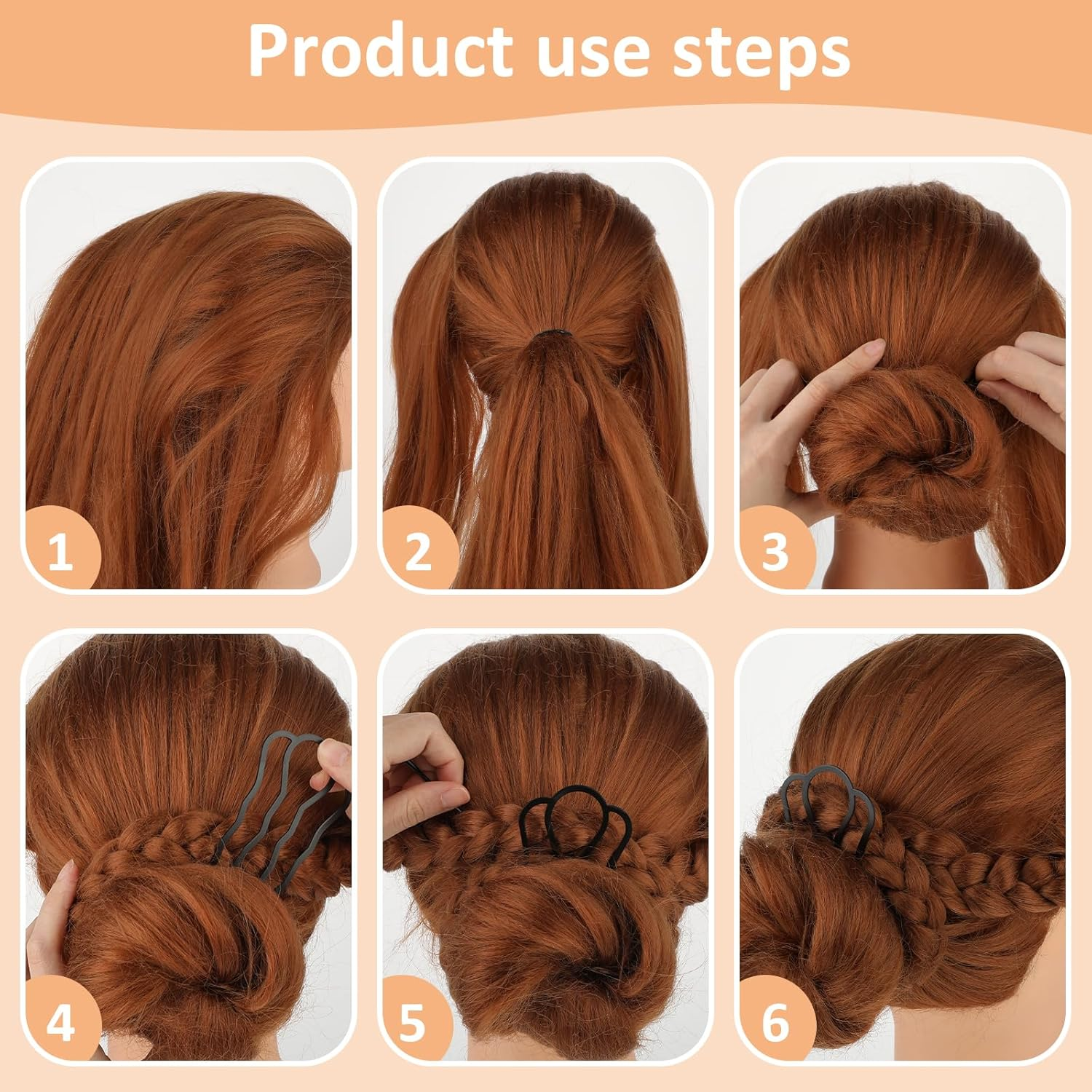 Gjinxi Hair Side Combs Metal Hair Fork Clip 4PCS French Hairpins for Buns Hairs Updo U-Shape 4 Prong Hairs Sticks Styling Tool Accessories Twist Black Headpieces for Women Decoration - Silver Tone image number 5