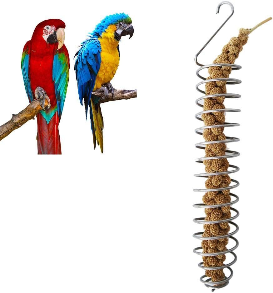 Parrot Food Fruits Basket, Stainless Steel Feeding Bird Cage Device Parrot Feeder Food Fruits Basket, Millet Sprays for Birds Fruit Vegetable Holder Bird Foraging Toy for Parakeet Cockatiel Conure image number 2