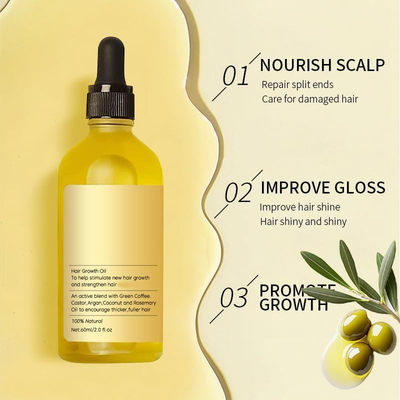 Hey Keratin Veganic Natural Hair Growth Oil, Veganic Rosemary Oil, Natural Hair Growth Oil for Black Women, for Women and Men Dry Damaged Thin Hair Growth (2 PCS)