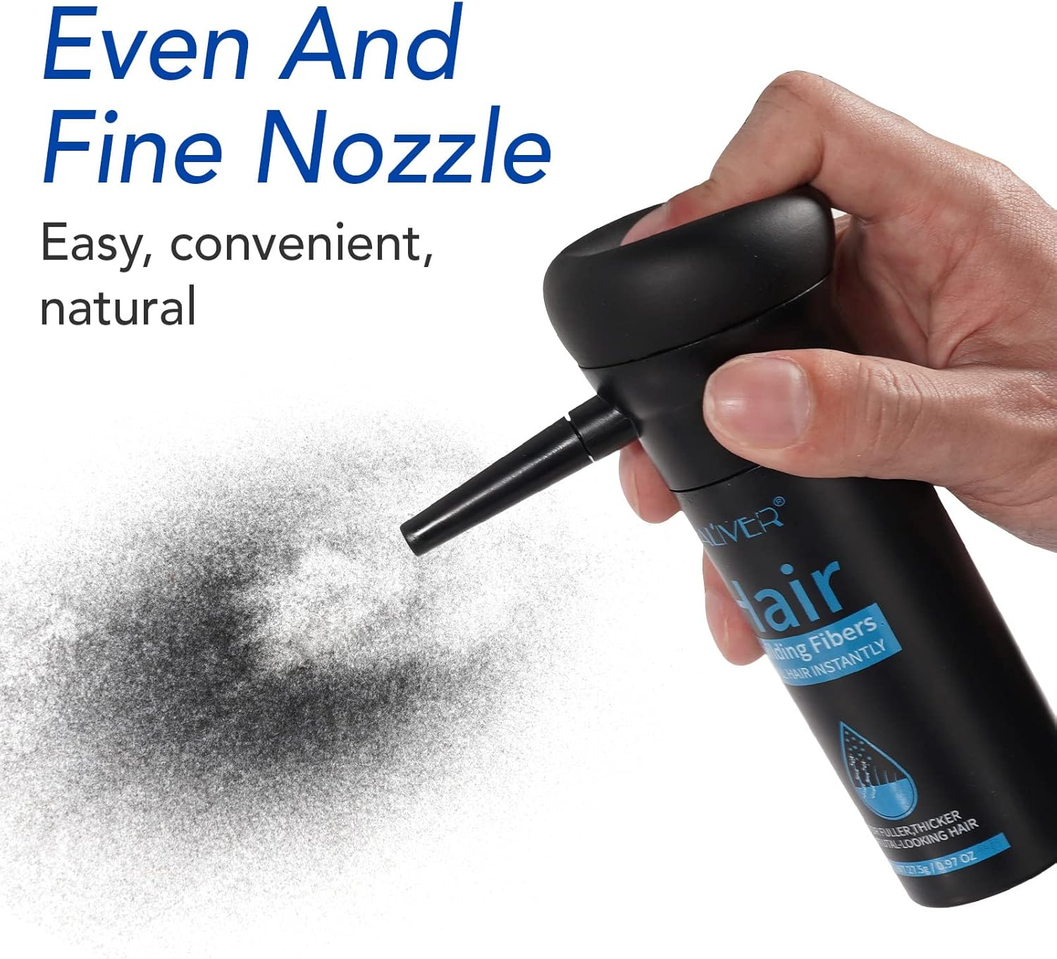 Aliver Hair Fiber Applicator Pump Spray Nozzle, Optimizer Hair Building Fibers for Thinning Hair, Precision Application, Even Distribution,Less Mess, Enhanced Control, Convenience, Black image number 4
