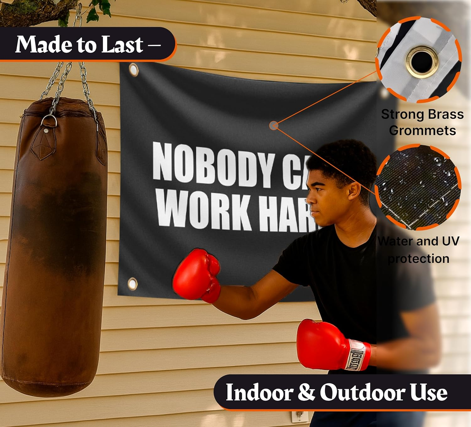 3X5 Feet Nobody Cares Motivational Gym Polyester Banner with 4 Grommets - Inspire Your Workout with This Flag - Fitness Wall Single Sided Decor for Gym Posters and Home - Stay Motivated with Cool Art image number 2