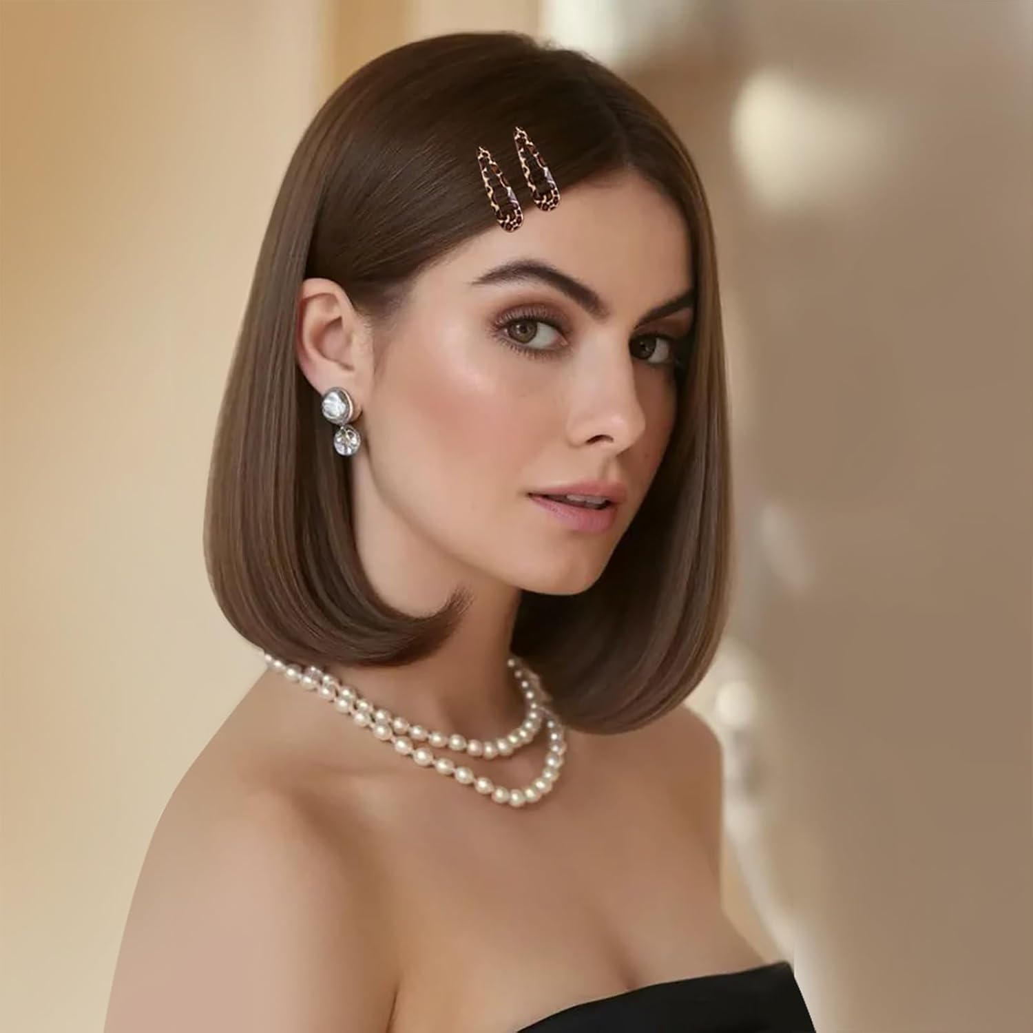 8 Pairs Metal Snap Hair Clips for Women - Star & Water Drop Barrettes, Non-Slip Y2K Hair Accessories for Thin or Thick Hair. Stylish Pink & Brown Leopard Accessories image number 5