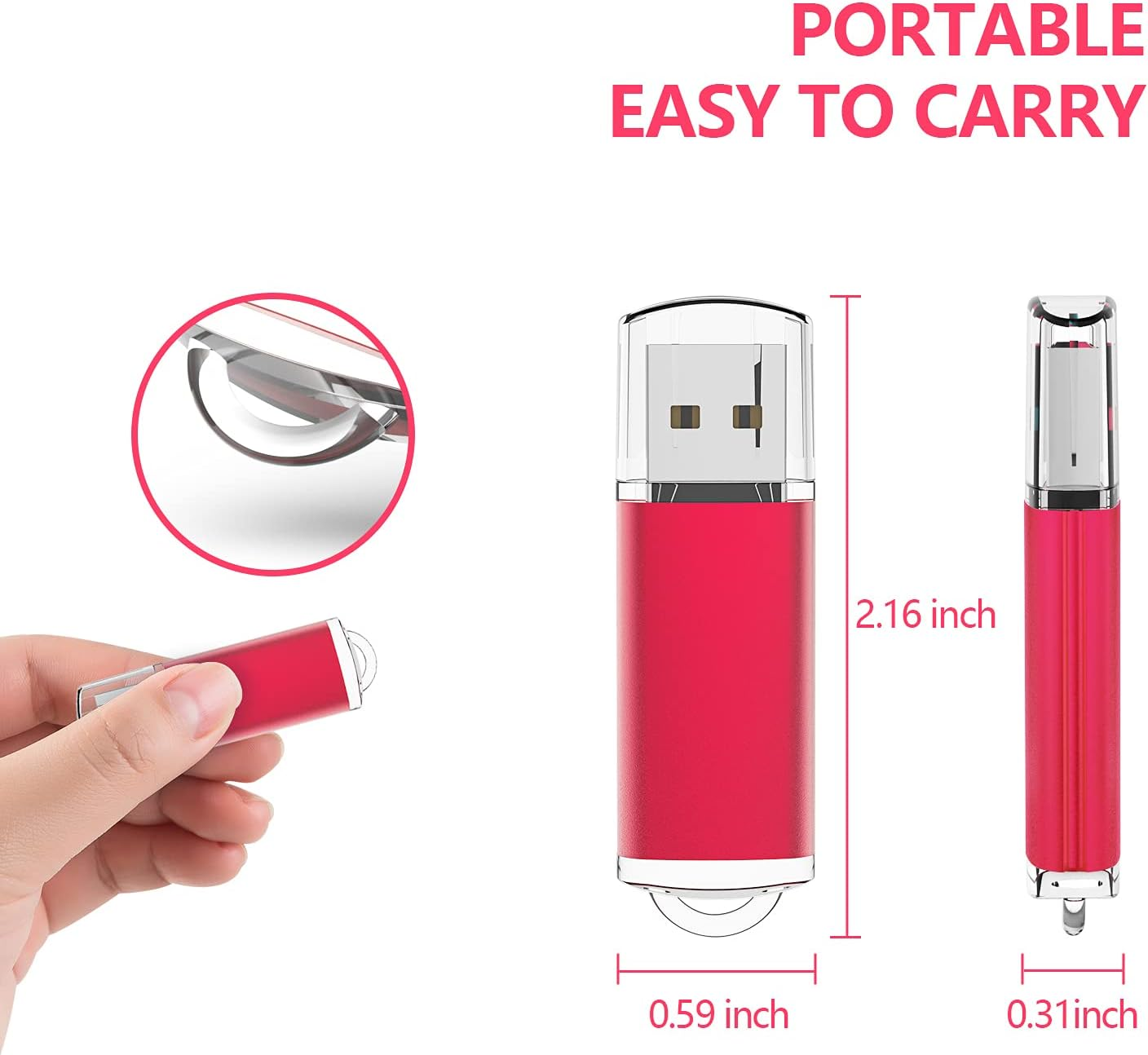 KOOTION 128GB USB 2.0 Flash Drive Thumb Drive Memory Stick Pen Drive with LED Indicator Red image number 2
