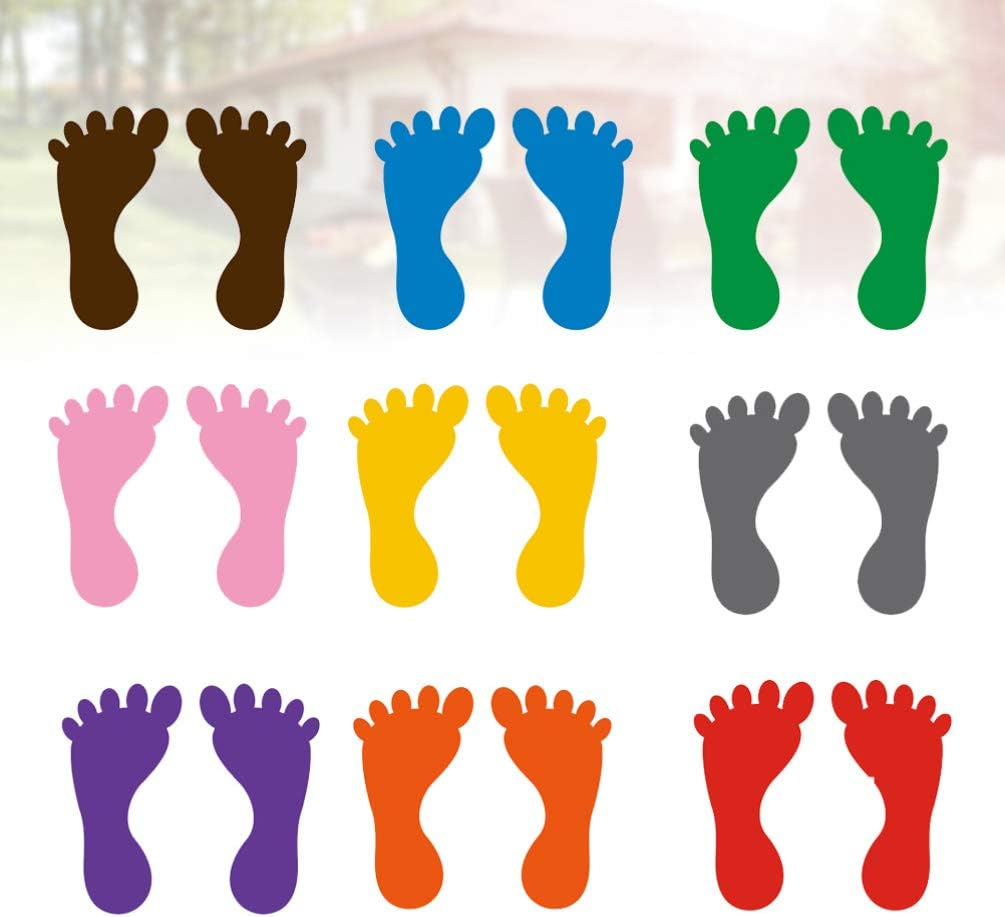 NUOBESTY Footprint Floor Stickers Waterproof Kids Foot Stickers 9 Pairs Self-Adhesive PVC Decals for Kindergarten Bathroom Bathtub Anti-Slip Safety Decoration