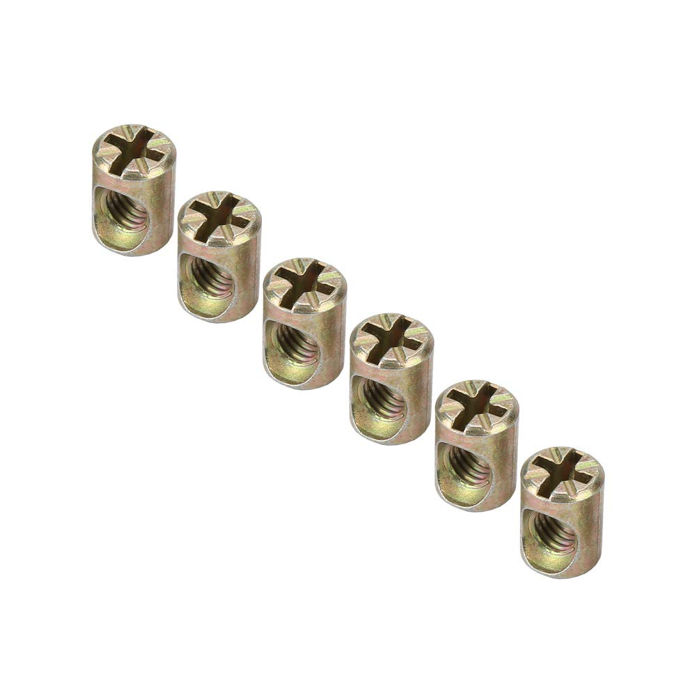 Spring Dowels Barrel Nut, Slotted Embedded Nuts Fasteners Replacement Barrel Dowel Cabinet Connectors for Furniture Beds Crib Chairs, M6X13Mm 30Pcs image number 1