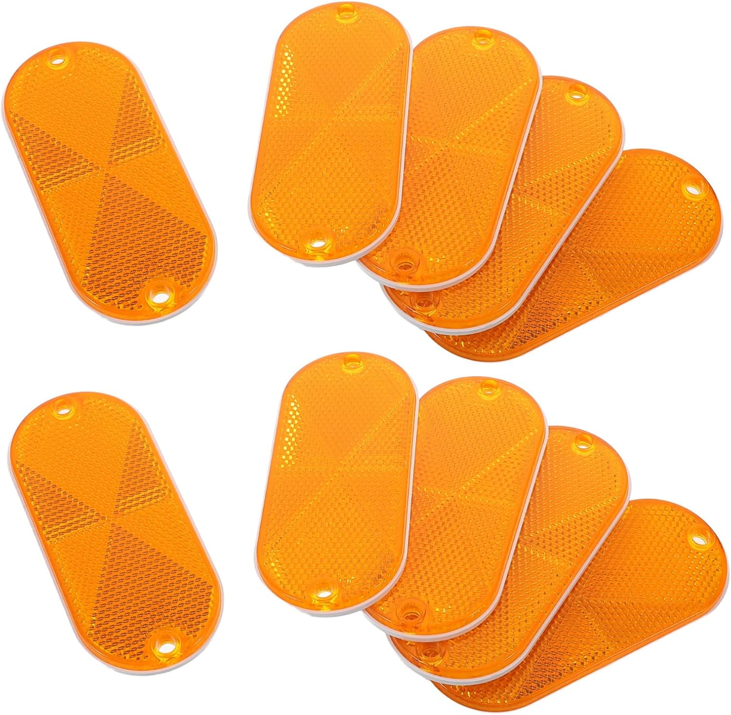 10Pcs Amber Trailer Reflectors Reflective Driveway Markers High Visibility Fence and Mailbox Reflectors for Car, Trailer, and Boat Safety