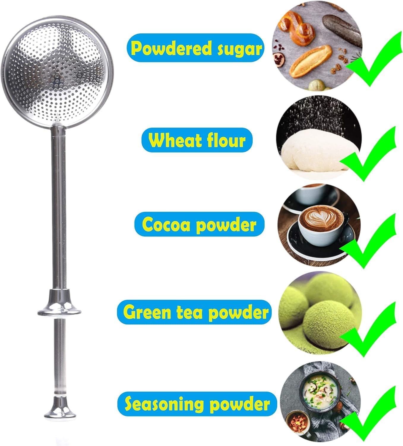 Good Grips Baker&rsquo;S Dusting Wand Flour and Spices for Sugar,2Pcs Powdered Sugar Shaker Duster Flour Dispenser Shaker,Stainless Steel Powdered Sugar Shaker Duster Flour Duster Spices Sugar Shaker Duster