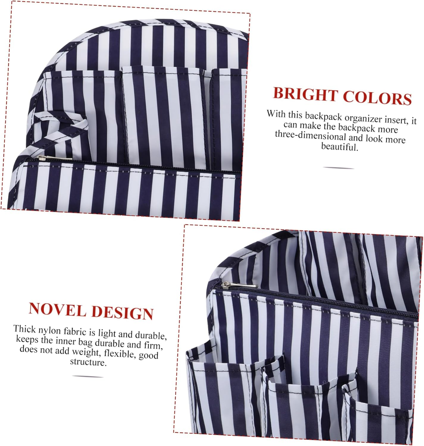 ROMISBABA Backpack Organizer Insert Multi-Pocket Wallet Holding Bag Tidy Travel Tote Bag Liner Thick Fabric