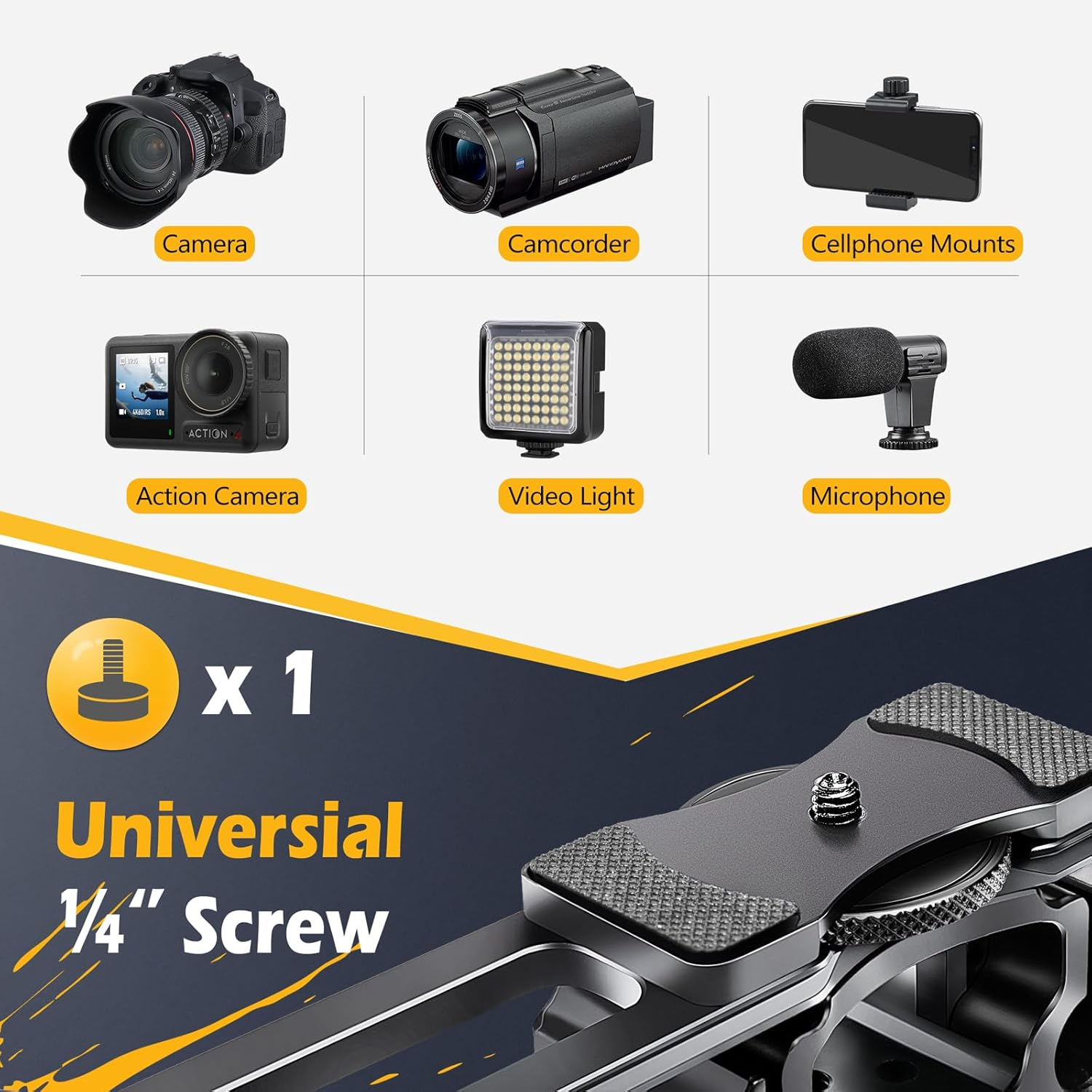 Zeadio Camera Video Rig Cage, Aluminum Filmmaking Movie Making Kit with Top Handle & Arca Type Base and Two 15Mm Rod Guide, Compatible with All DSLR Camera and Camcorder image number 4