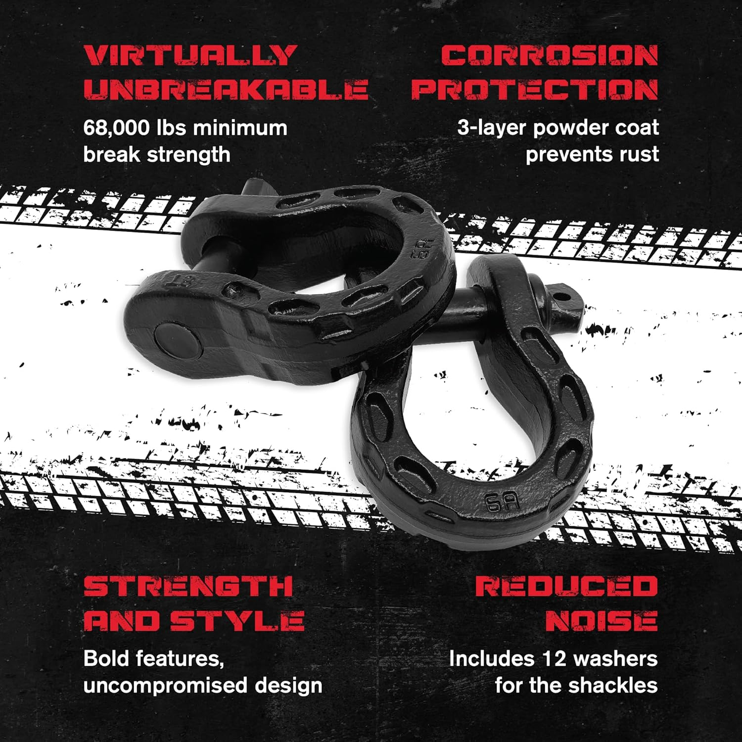 Gearamerica Mega Shackles | Matte Black (2PK) image number 4