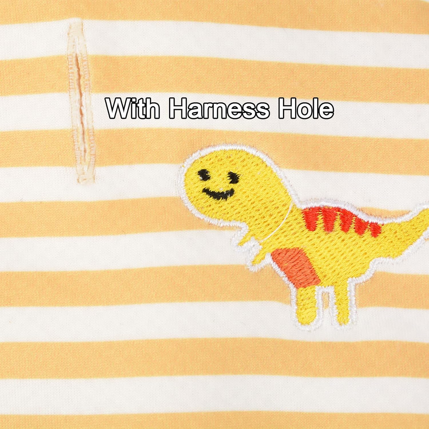 Zunea Striped Dog Winter Jacket Coat with Harness Hole for Small Dogs Cats Warm Fleece Lined Vest Coat Cute Dinosaur Puppy Clothes Cold Weather Pet Girl Boy Apparel for Chihuahua Yorkie Yellow M image number 6