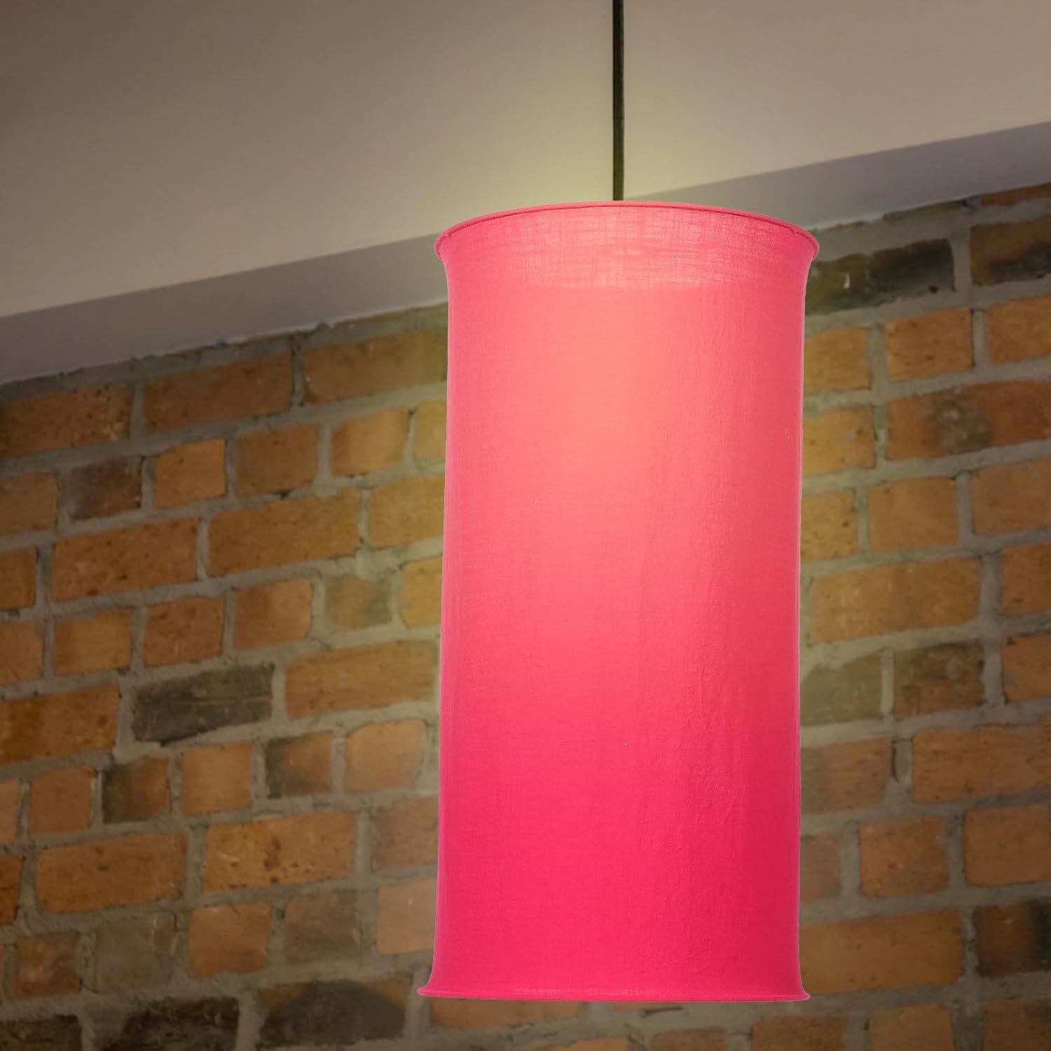RUNROTOO Foldable Red Cloth Pendant Lamp Shade E27 Fabric Hanging Lampshade 35Cm and Ceiling image number 2
