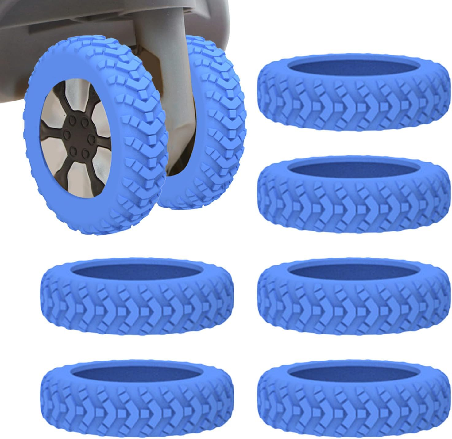 8Pcs Luggage Wheel Covers, Silicone Luggage Wheel Protector Covers, Reduce Noise Shock-Proof Luggage Spinner Wheel Covers