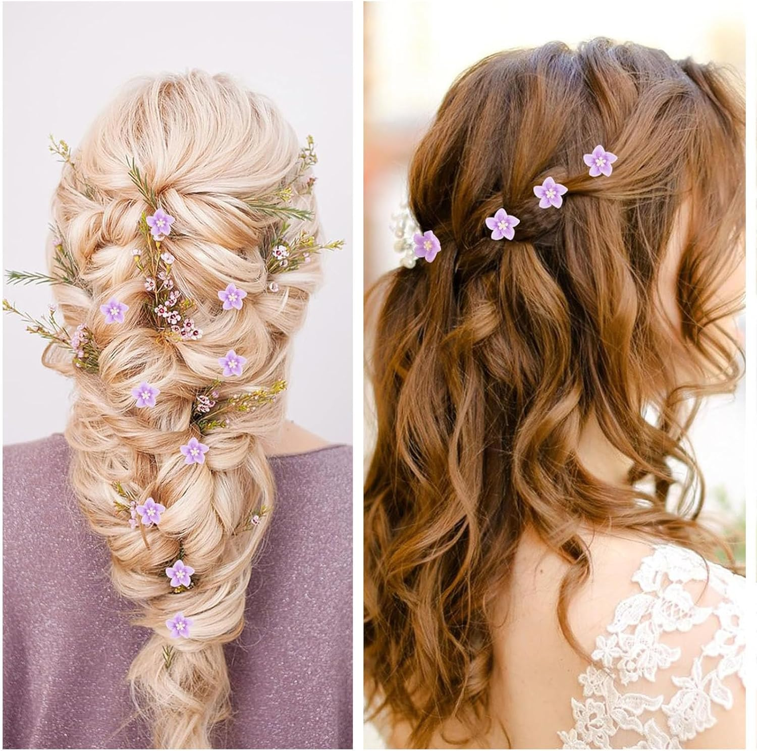 Dinghaole 10 Pcs Mini Flower Hair Clips, Lily Flower Purple, Tiny Cute Claw Clips, Flower Girl Hair Accessories, Lily Flower Small Hair Accessories for Women Girls Daily Party Wedding Accessories image number 4