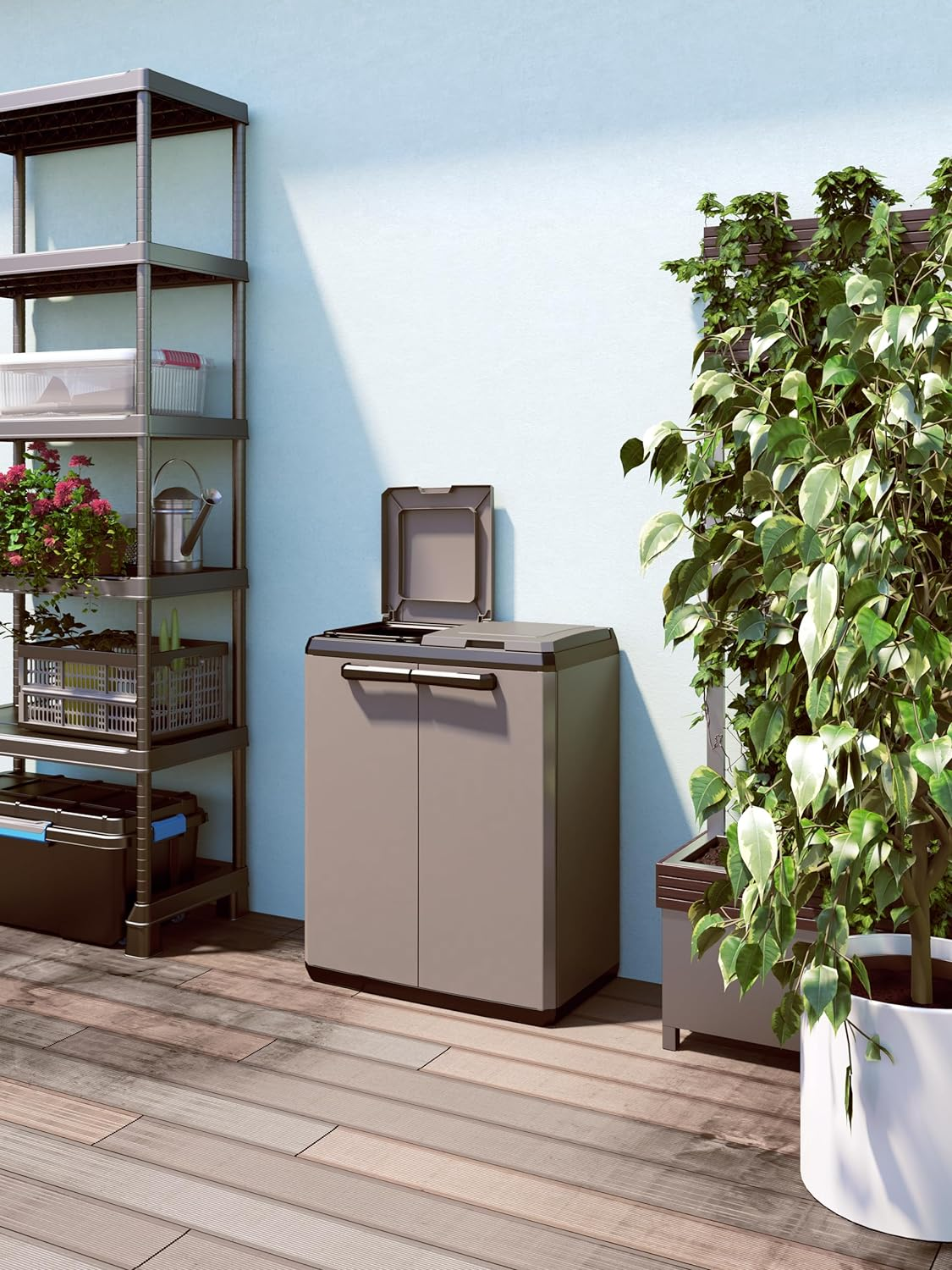 Keter Split Base Indoor Outdoor Multi Purpose Recycling Cabinet Grey/Black image number 2